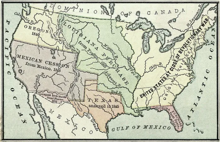 Framed Print : Map of Original Territory and Acquisitions of United States Framed Print : Map of Original Territory and Acquisitions of United States