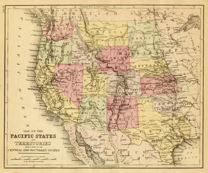 Framed Print : map of the Pacific states Framed Print : map of the Pacific states