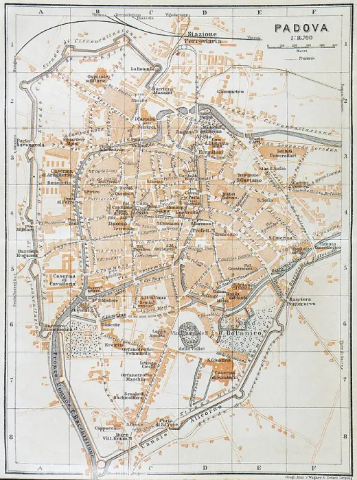 Framed Print : Map of Padua, Italy - 1893 Framed Print : Map of Padua, Italy - 1893