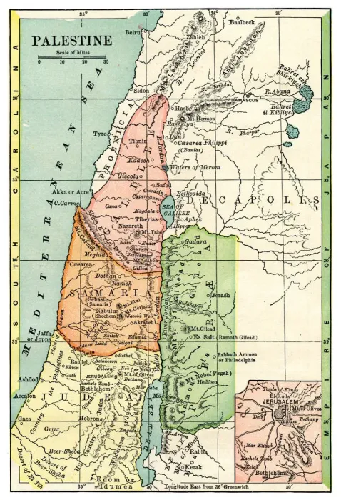 Framed Print : Map of Palestine 1889 Framed Print : Map of Palestine 1889