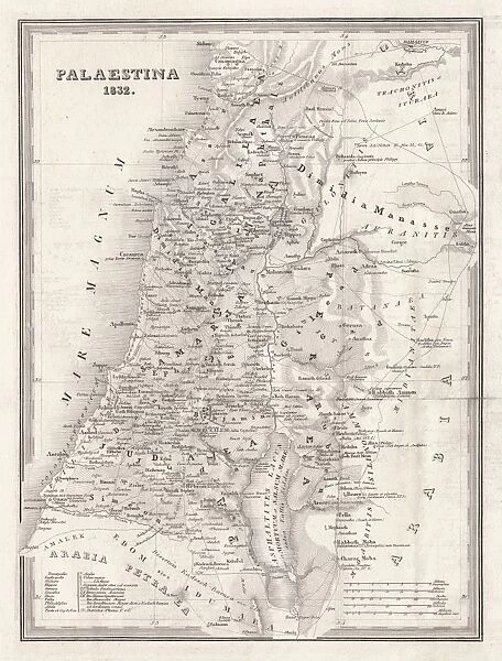 Map of Palestine, steel engraving, published in 1836