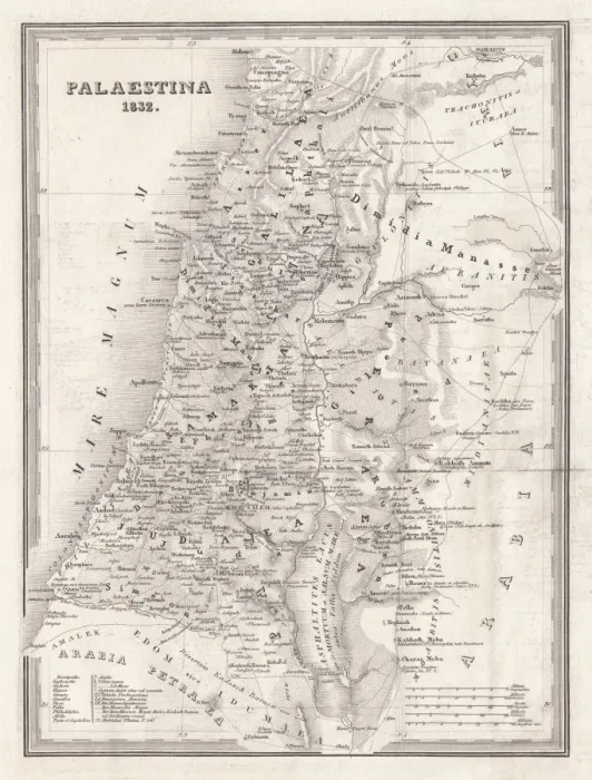Framed Print : Map of Palestine, steel engraving, published in 1836 Framed Print : Map of Palestine, steel engraving, published in 1836