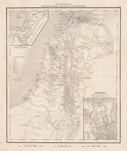 Map of Palestine, steel engraving, published in1861