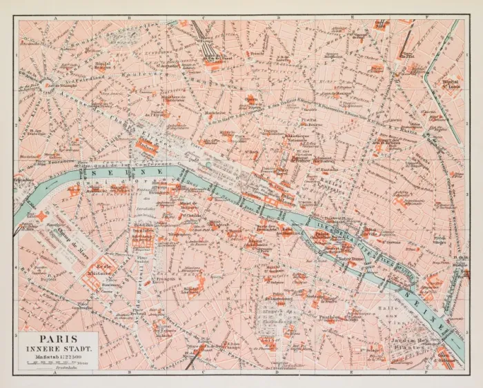 Framed Print : Map of Paris 1895 Framed Print : Map of Paris 1895