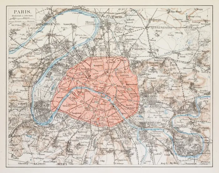 Framed Print : Map of Paris 1895 Framed Print : Map of Paris 1895