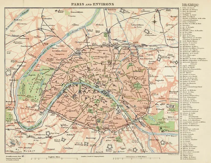 Framed Print : Map of Paris and environs - The Encyclopedia Britannica -1896 Framed Print : Map of Paris and environs - The Encyclopedia Britannica -1896