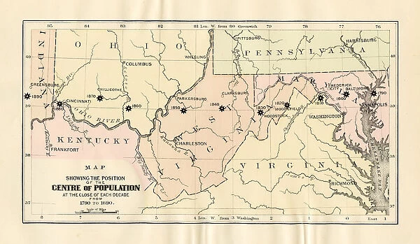 Map of Pennsylvannia Ohio Virginia 1894