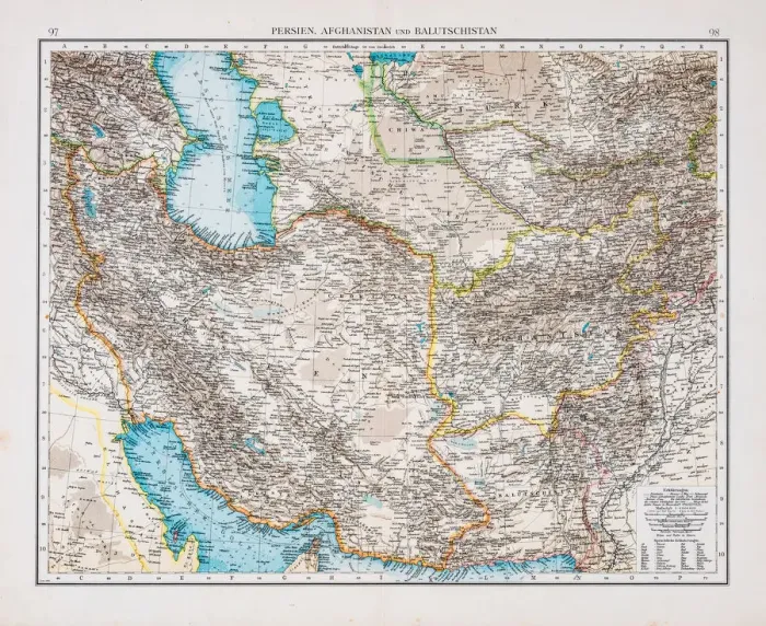 Framed Print : Map of Persian and Afghanistan 1896 Framed Print : Map of Persian and Afghanistan 1896