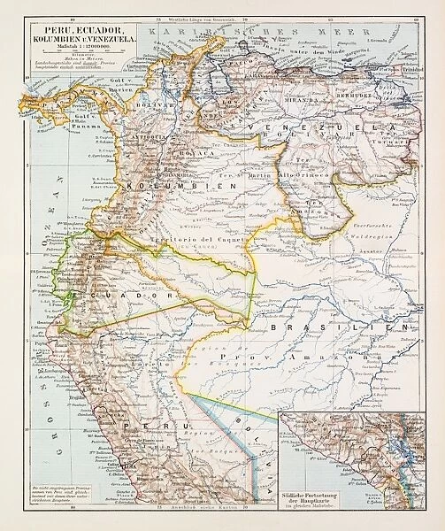 Map of Peru Ecuador Venezuela 1896