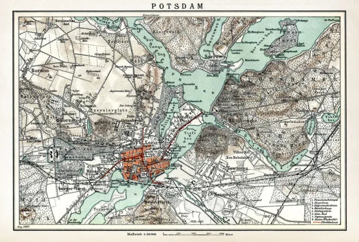 Framed Print : Map of Potsdam Brandenburg Germany 1898 Framed Print : Map of Potsdam Brandenburg Germany 1898