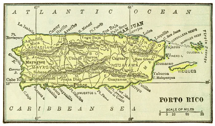 Framed Print : Map of Puerto Rico 1899 Framed Print : Map of Puerto Rico 1899