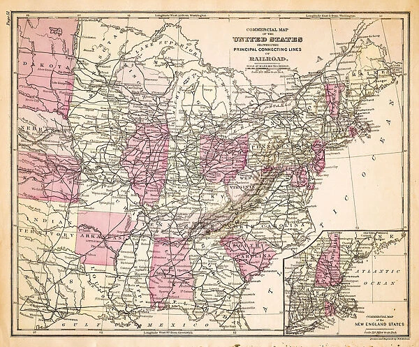 Map of Railroads USA 1883