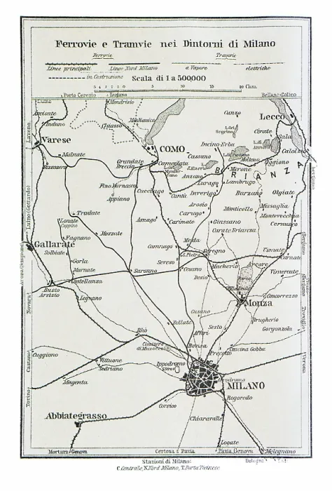 Framed Print : Map of railways and tramways around Milan, Italy - 1893 Framed Print : Map of railways and tramways around Milan, Italy - 1893