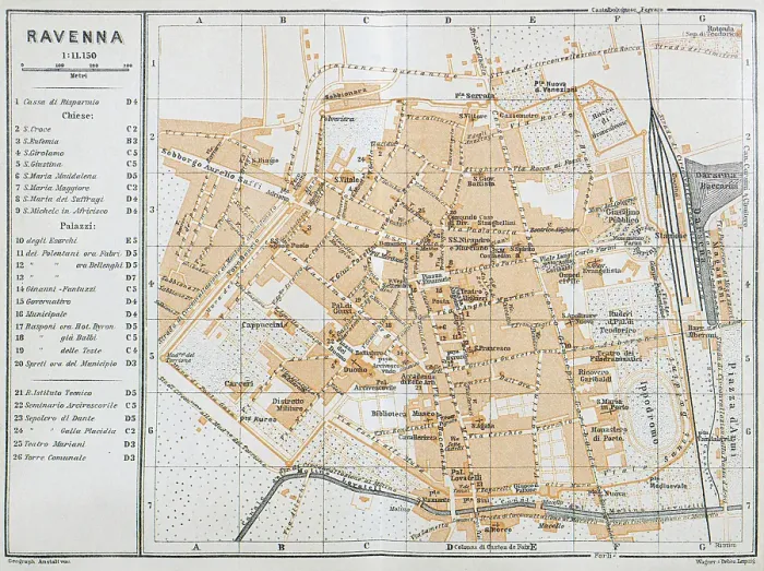 Framed Print : Map of Ravenna, Emilia-Romagna - Italy - 1893 Framed Print : Map of Ravenna, Emilia-Romagna - Italy - 1893