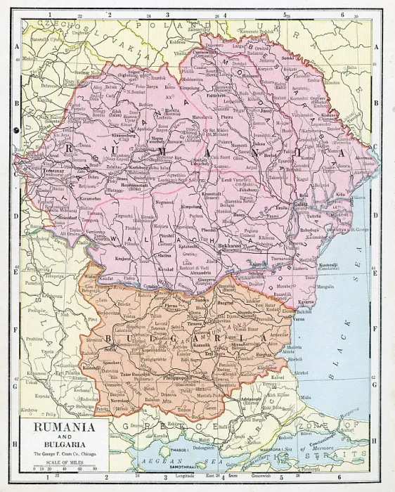 Framed Print : Map Of Romania And Bulgaria Framed Print : Map Of Romania And Bulgaria