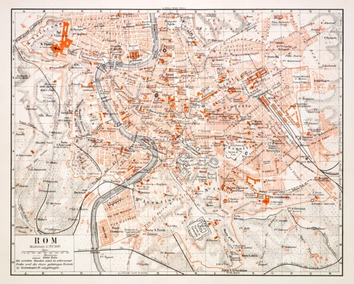 Framed Print : Map of Rome 1896 Framed Print : Map of Rome 1896