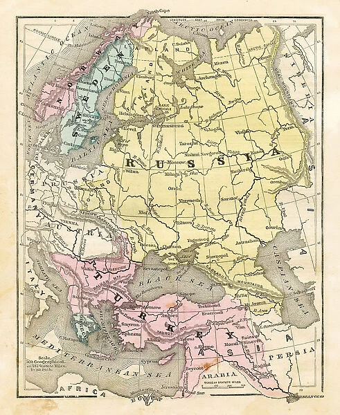 Map of Russia Turkey 1856
