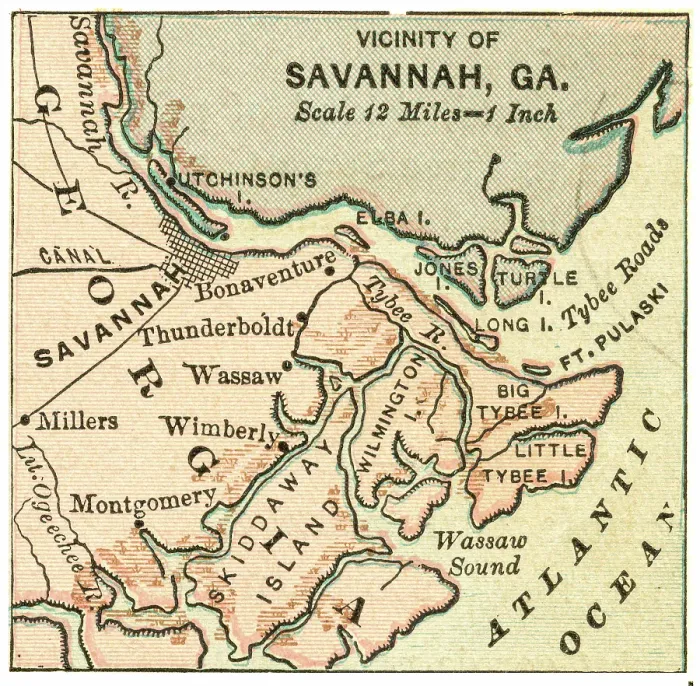 Framed Print : Map of Savannah Georgia 1899 Framed Print : Map of Savannah Georgia 1899
