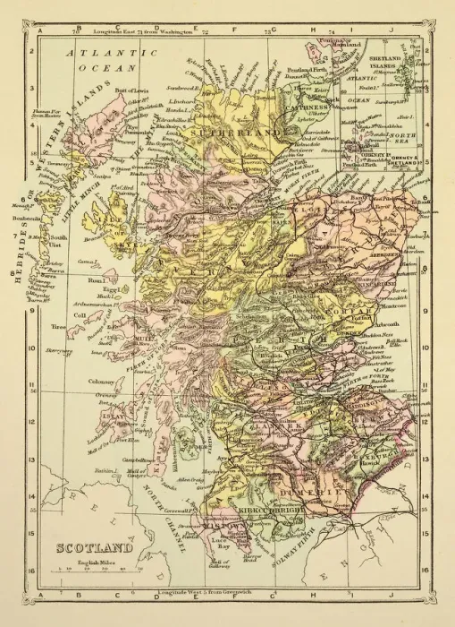 Framed Print : Map of Scotland 1894 Framed Print : Map of Scotland 1894