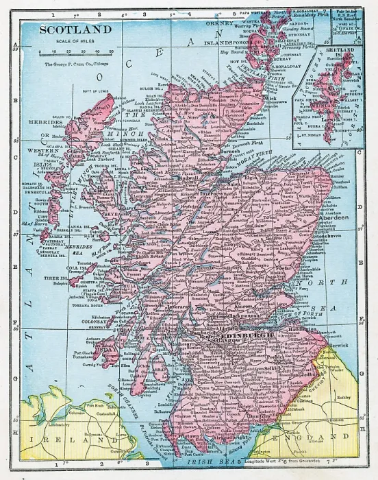 Framed Print : Map Of Scotland Framed Print : Map Of Scotland