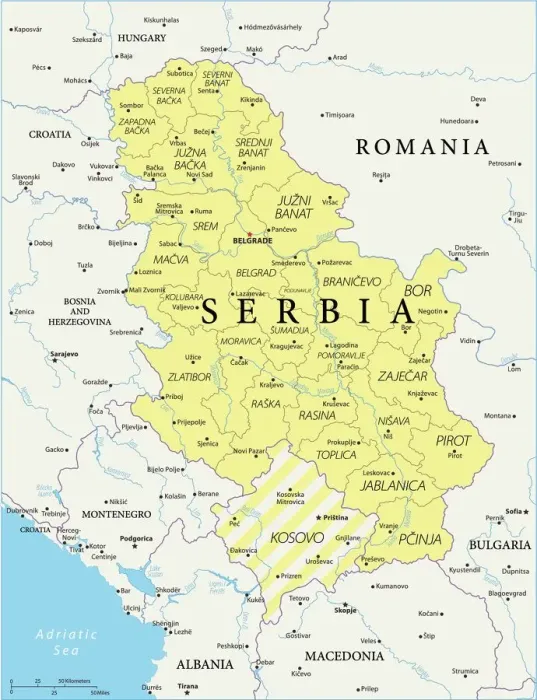 Framed Print : Map of Serbia - Vector