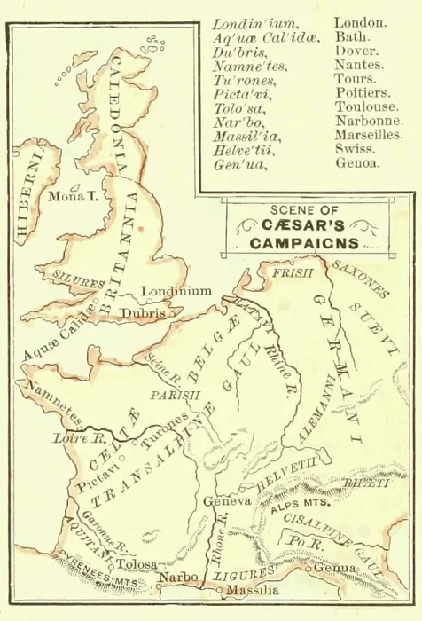 Framed Print : Map Shows Scene Of Caesar's Campaigns Framed Print : Map Shows Scene Of Caesar's Campaigns