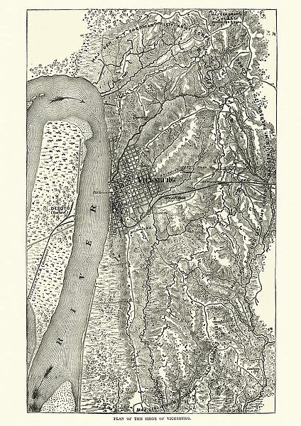 Map of Siege of Vicksburg, American Civil War