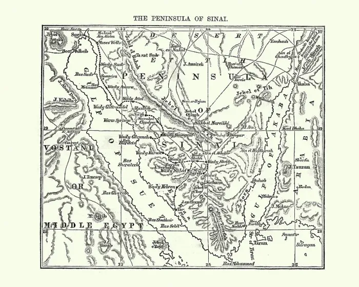 Framed Print : Map of the Sinai Penninsula, 1870 Framed Print : Map of the Sinai Penninsula, 1870