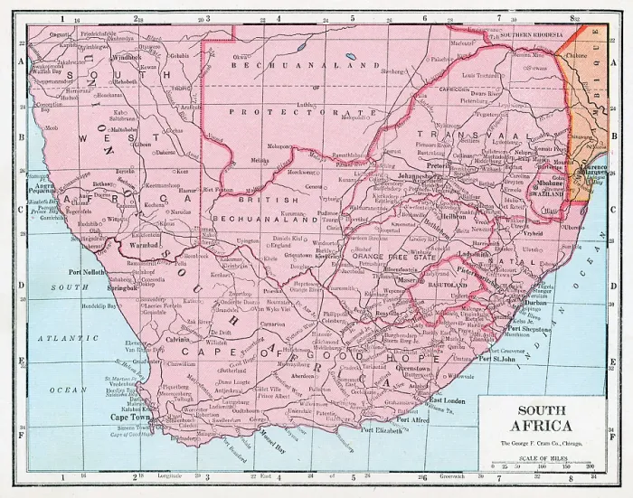 Framed Print : Map Of South Africa Framed Print : Map Of South Africa