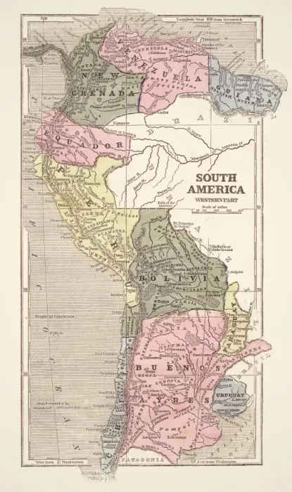 Framed Print : Map of South America 1855 Framed Print : Map of South America 1855