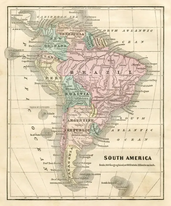 Framed Print : Map of South America 1856 Framed Print : Map of South America 1856