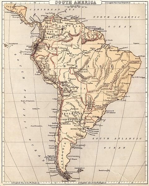 Map of South America 1869