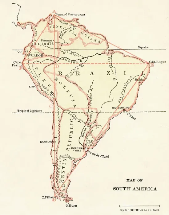 Framed Print : Map of South America 1875 Framed Print : Map of South America 1875