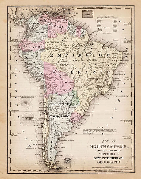 Map of South America 1881