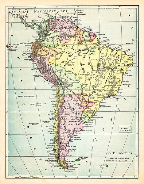 Map of South America 1895