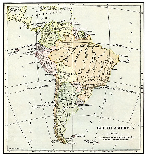 Map of South America 1897