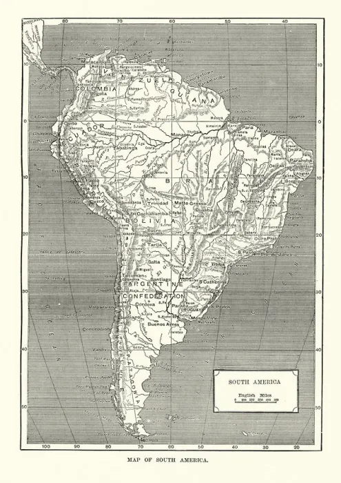Framed Print : Map of South America, 19th Century Framed Print : Map of South America, 19th Century