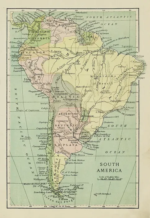 Framed Print : Map of South America Framed Print : Map of South America