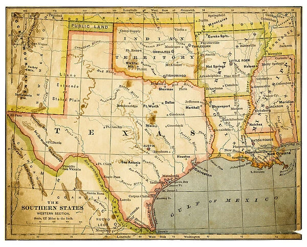 Map of the southern states 1883