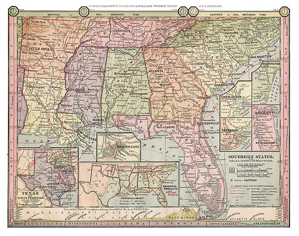 Map of Southern states1889