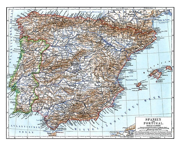 Map of Spain and Portugal 1897