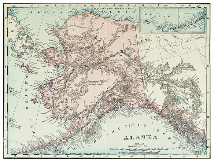 Framed Print : Map of the state of Alaska, USA 1899 Framed Print : Map of the state of Alaska, USA 1899