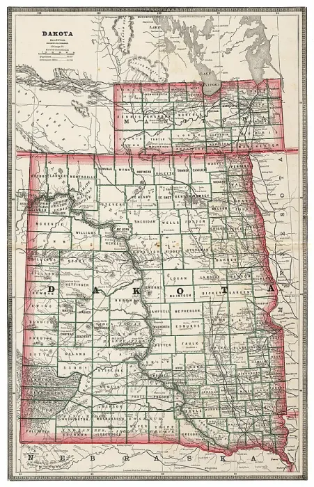 Framed Print : Map of the state of Dakota (before division), USA 1883 Framed Print : Map of the state of Dakota (before division), USA 1883