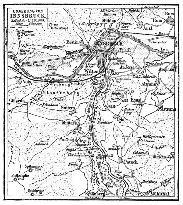 Framed Print : Map of the surroundings of Innsbruck Framed Print : Map of the surroundings of Innsbruck