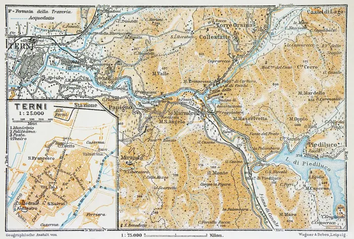 Framed Print : Map of Terni in Umbria, Italy - 1893 Framed Print : Map of Terni in Umbria, Italy - 1893