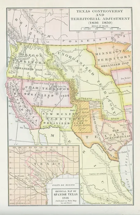 Framed Print : Map Of The Texas Controversy & Territorial Adjustment (1836 - 1850) Framed Print : Map Of The Texas Controversy & Territorial Adjustment (1836 - 1850)