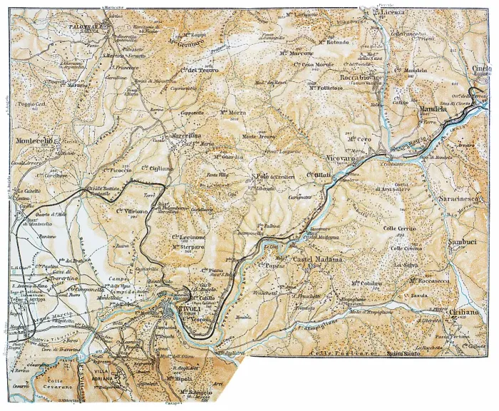 Framed Print : Map of Tivoli, Vicovaro And Montecelio Surroundings, Italy - 1893 Framed Print : Map of Tivoli, Vicovaro And Montecelio Surroundings, Italy - 1893