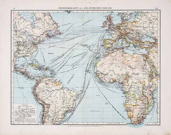 Map of traffic on the atlantic ocean 1896
