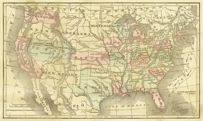 Framed Print : Map of United States 1856 Framed Print : Map of United States 1856