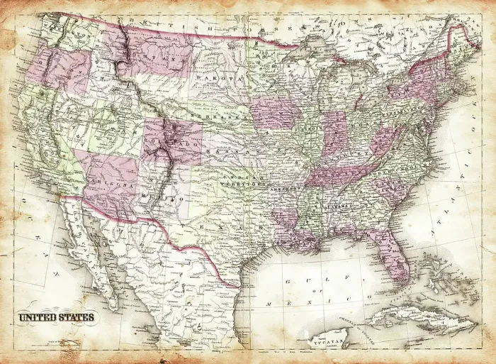 Framed Print : Map of United States 1856 Framed Print : Map of United States 1856